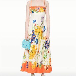 ALÉMAIS Flores Square-Neck Linen Midi Sundress